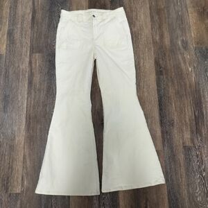 American‎ Eagle Stretch Flared Corduroy Cream Womens Jeans Size 10R